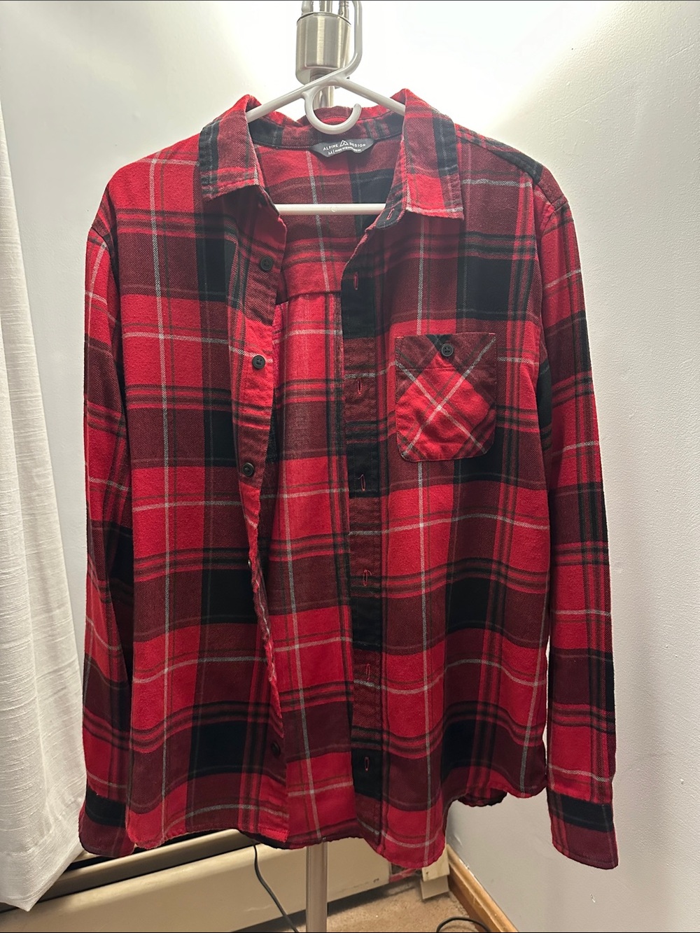 Men’s Red and Black Plaid Button-Down Shirt